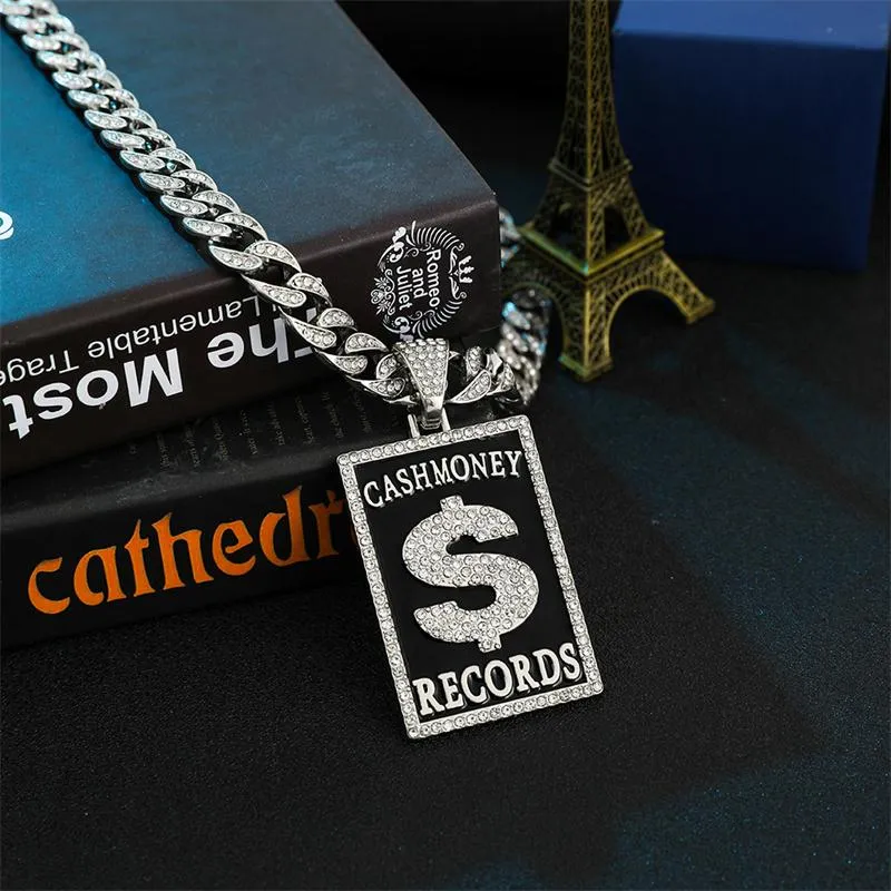 Pendant Necklaces Goth Dollar Sign Cash Money Records Iced Out Necklace Cuban Chain Hip Hop Jewlery Street Rapper Boyfriend GiftPe291k