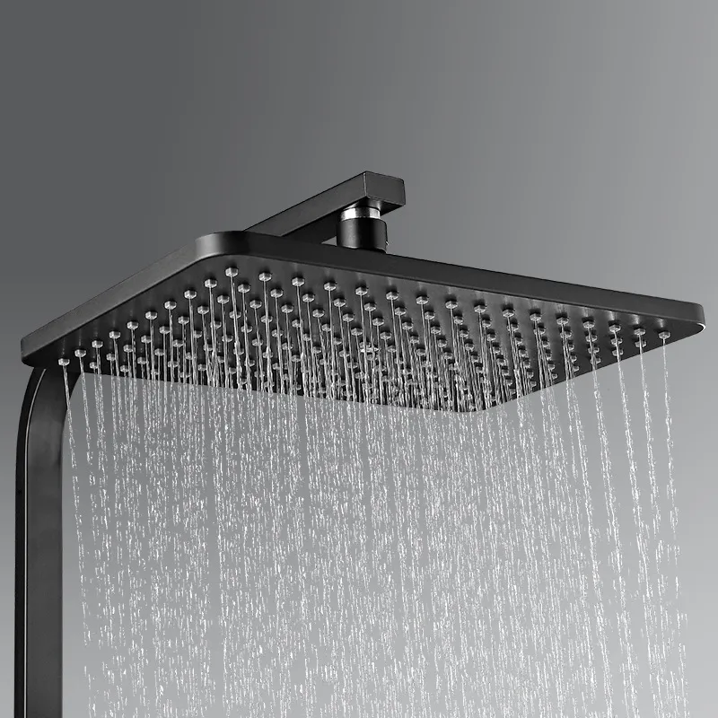 Affichage noir thermostatique Faucet de douche Ensemble de baignoire de bouchette de baignoire de pluie Gol