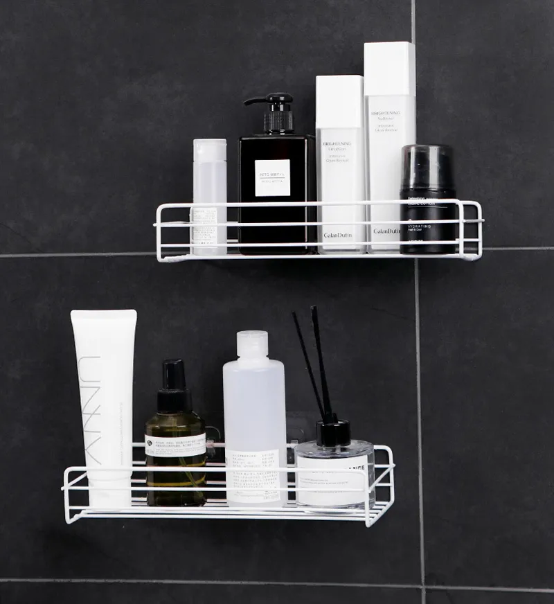 Bathroom Shelf Shower Wall Mount Shampoo Storage Holder With Suction Cup No Drilling Kitchen Accessories 220809