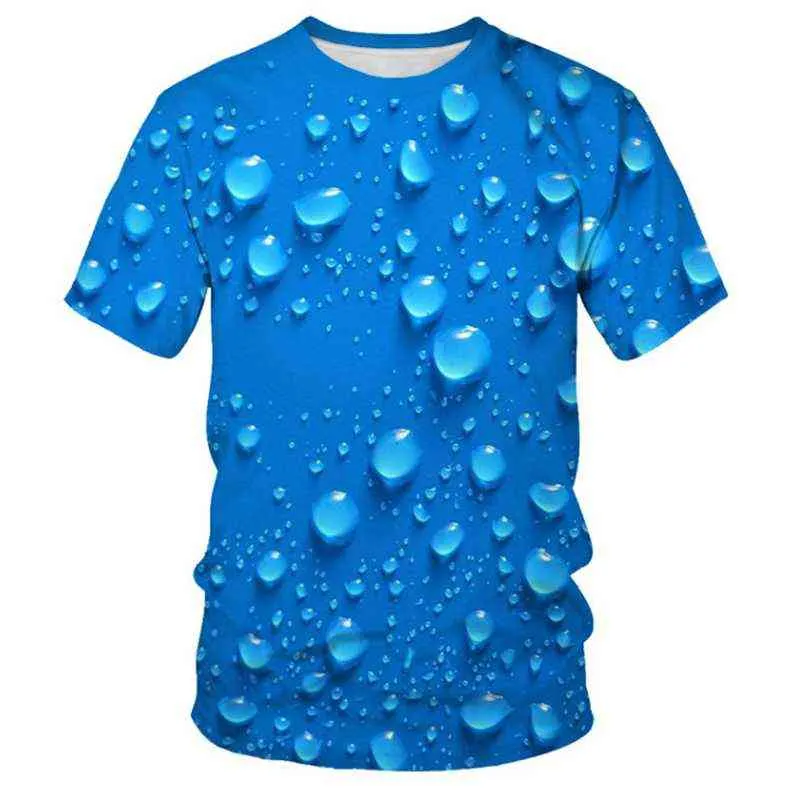 قميص جديد غير رسمي مخصص للرجال جولة رقبة قصيرة الأكمام القميص القميص الصيف قطرات عالية من المياه الشارع 3D أعلى L220704