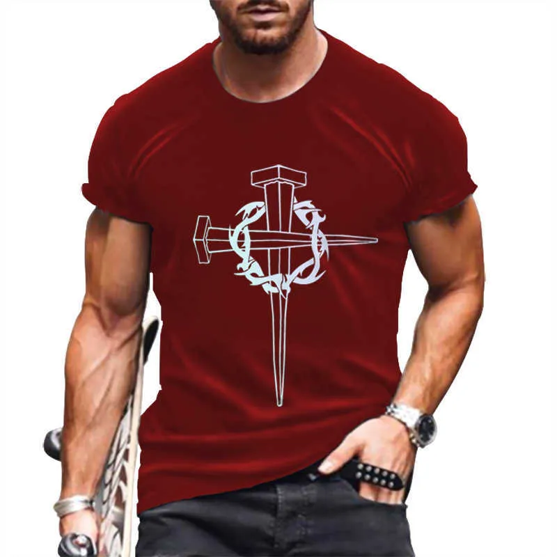 Mens T-shirts 2022 Vår och sommar Ny T-tröja Mode 3D Tryckt Tees Men Casual Short Sleeve Top