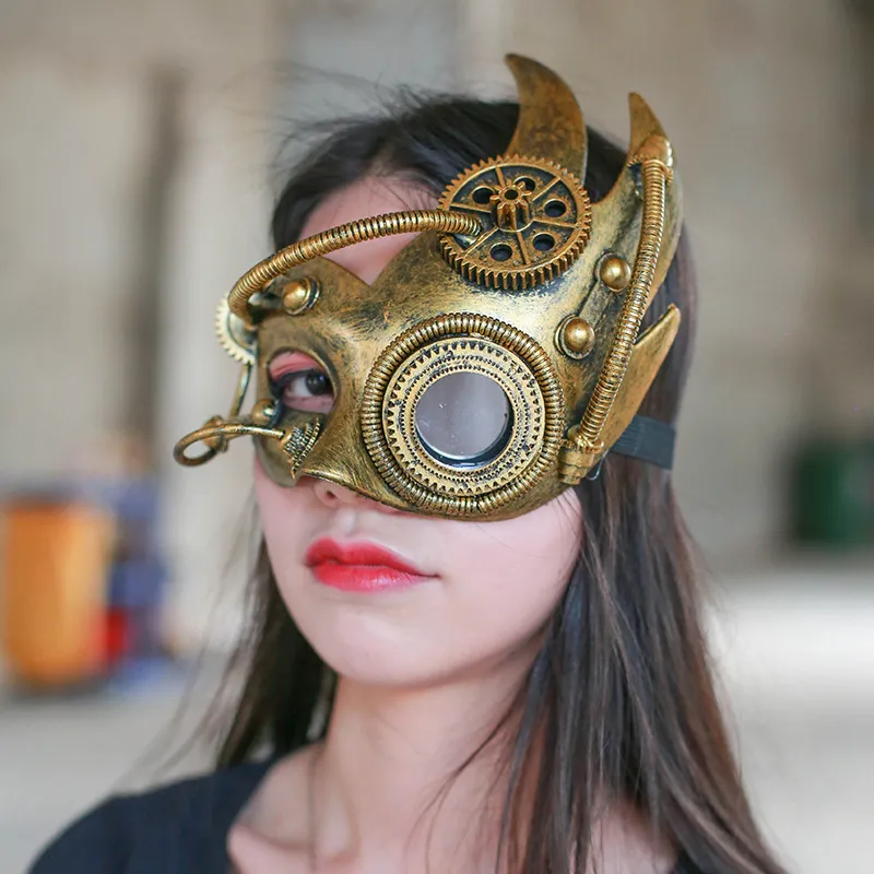 Steampunk Phantom Mascarade Cosplay Masque Ball Demi Visage Hommes Punk Costume Halloween Party Costume Props Heavy Metal 220812