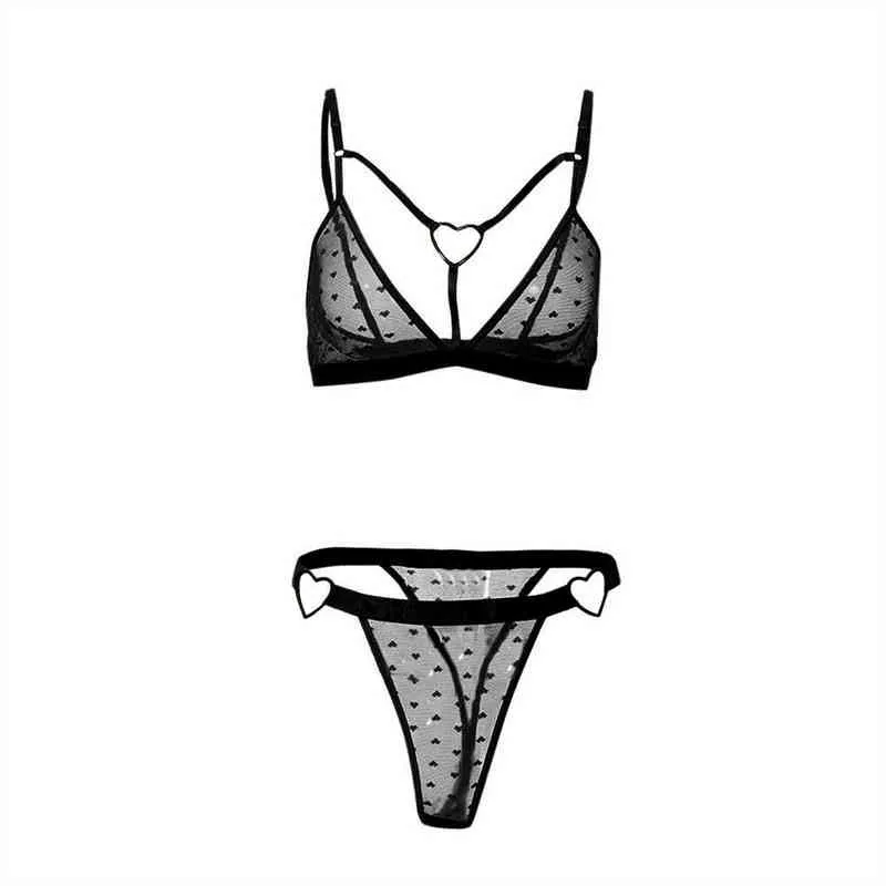 Lenceria sensuele mujer erotische lingerie randen beha slips ondergoed voor vrouwen kijken door liefde hart uit Visnet -sets l220727