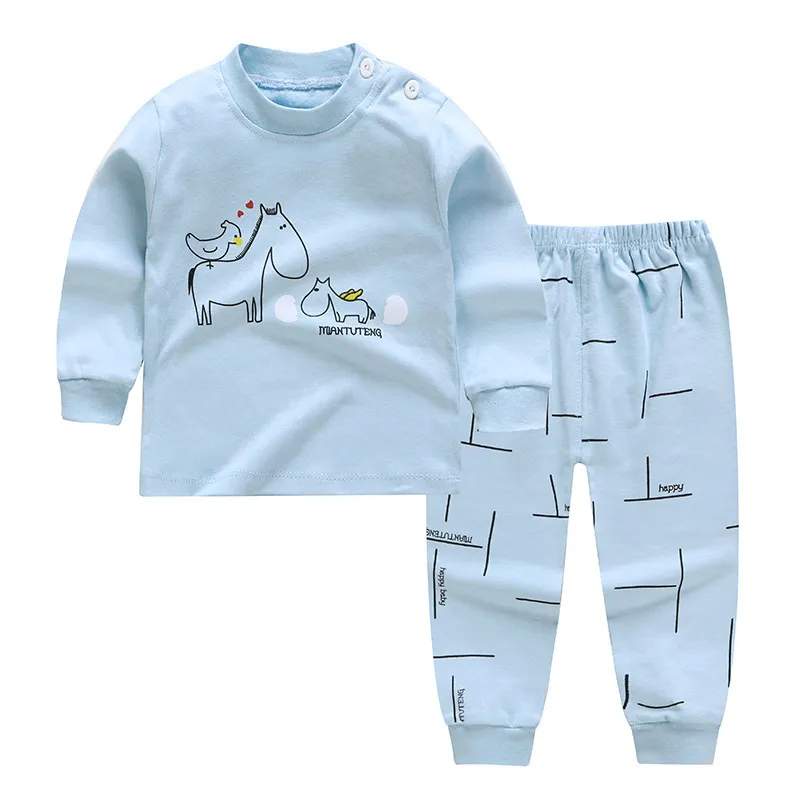 Mudkingdom Boy Girl Pigiama Set Cartoon Unicorno Manica lunga Intimo Vita elastica Pantaloni Abiti bambini Abbigliamento Autunno Primavera 220721