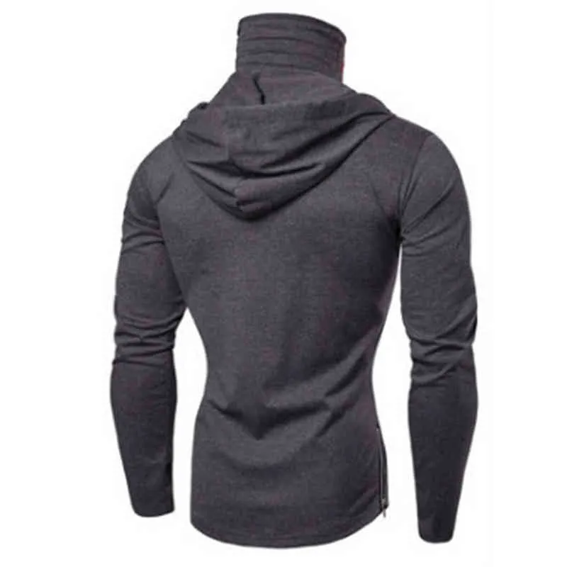 Hombres Suéteres Otoño Casual Gimnasio Mangas Largas Delgadas Con Capucha Cara Cubierta Color Sólido Sudadera Hombres Ropa L220801