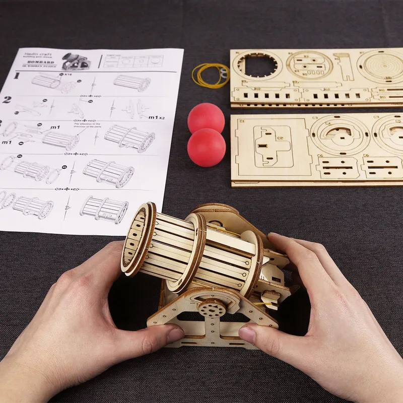 Cannon Model Siege Artillery Mechanical 3D Wooden Puzzle Toy Kit Kit Creative Brain Teaser Hight