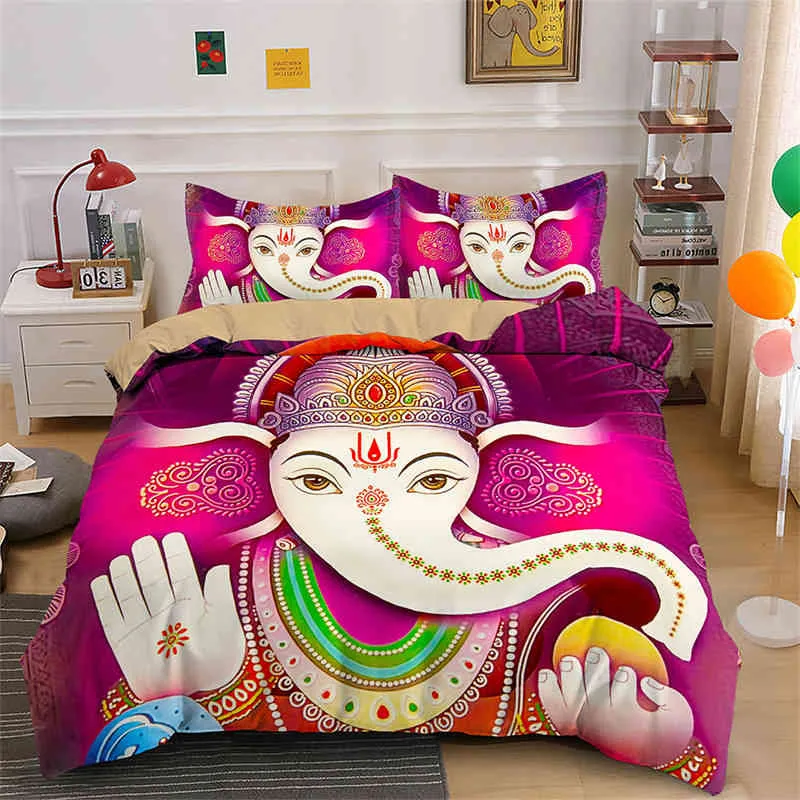 Indian Ganesha Däcke Cover Bohemian Meditation Elephant Bedding Set Mandala Comforter Full Twin For Kids Teen Adults Decor