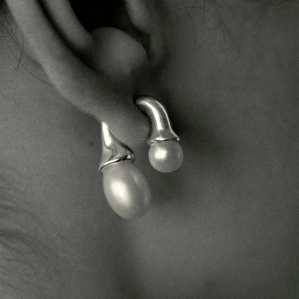 INS WIND FRONTおよびLEAD SIZE PEARL EARRINGS STUD S925 SILVER NEEDLE TREND ALL-MATCHファッション18KゴールドレディースジュエリーギフトACC226L