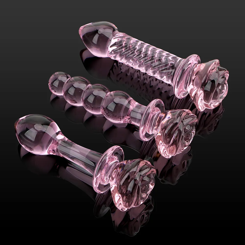 Vatine Pink Rose Flower Shape Anal Plug Sexy Toys For Women Glass Dildo Bead Butt Stimulation Prostate Massager Shop