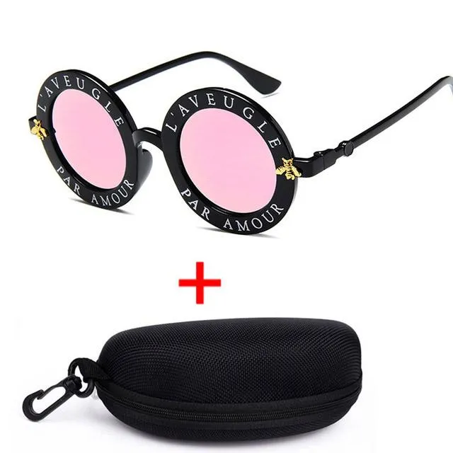 Óculos de sol retro redondo feminino designer abelha quadro círculo óculos de sol moda feminina óculos de sol óculos de sol258h