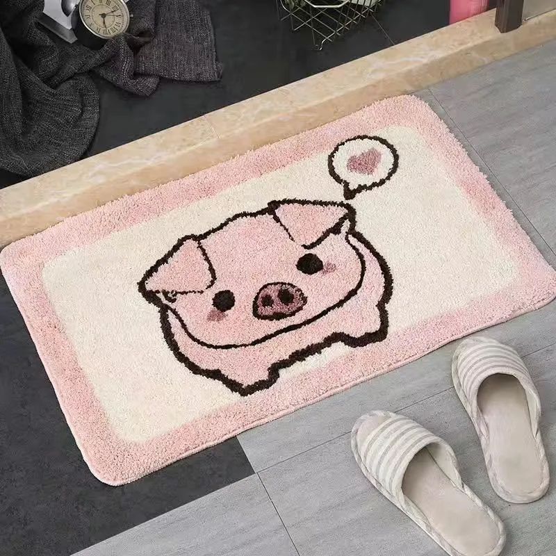 Bathroom Absorbent Carpet Anime Carpet Pure Color Bathroom Door Mat Heart-Shaped Rug Area Carpet Household Floor Mat Fluffy Rug