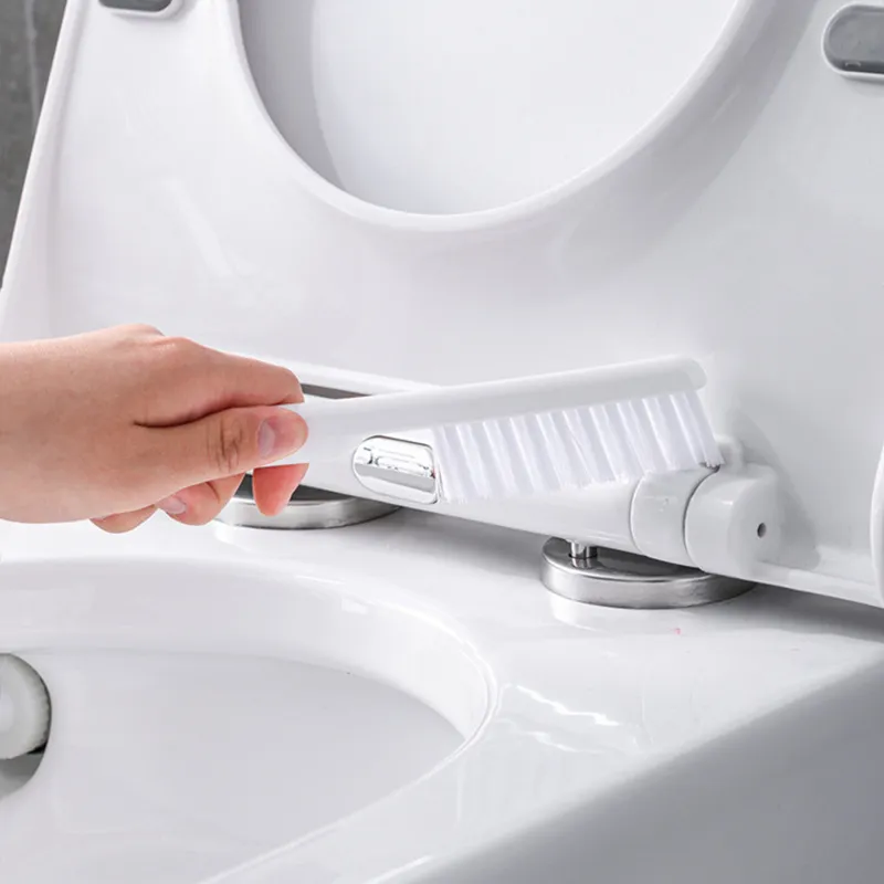 Brosse de toilette plate avec ensemble de support Brosses de nettoyage en silicone TPR à long manche Blanc Gris Accessoires de salle de bain Wc montés au mur 220511