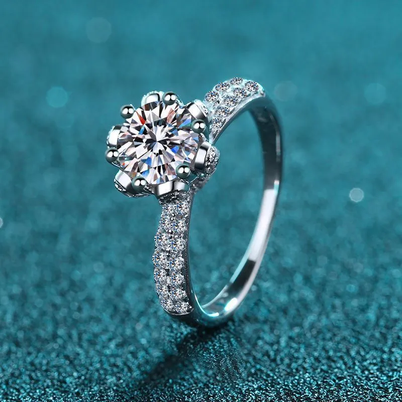 AeTeey Real Diamond Crown Ring D Farbe 1CT bis 5ct Pure 925 Sterling Silber für Frauen Hochzeit fein Schmuck RI019 220816