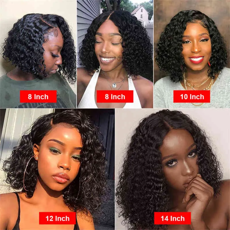 Hair Wigs Brazilian Lace Human Short Bob Curly Closure for Black Women Pre plucked with Baby 220722