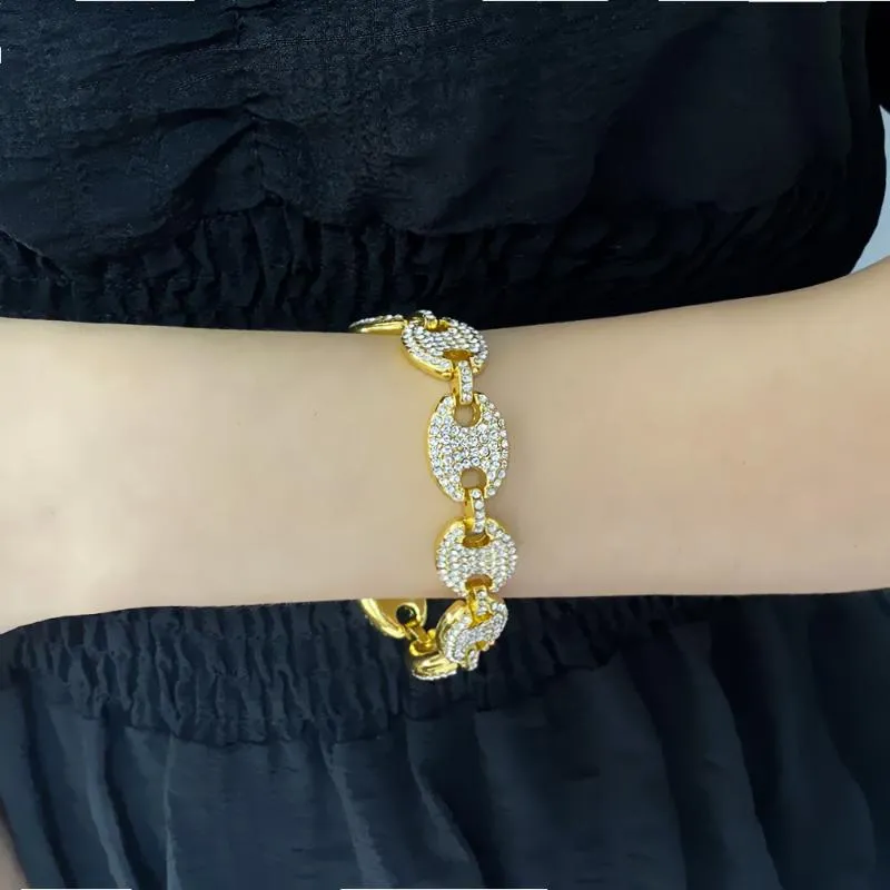 Bracelets de charme bracelet de grain de café Iced Out Shein Zircon cubic pour hommes