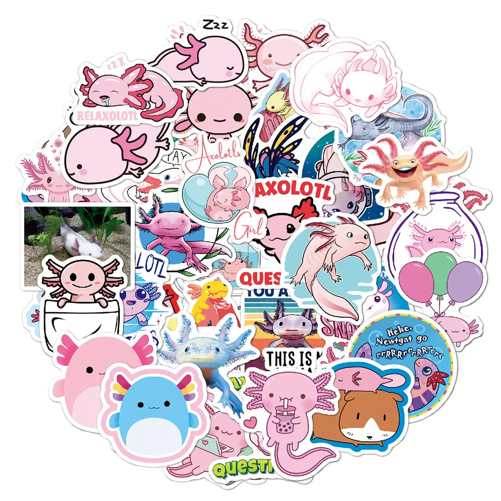 New Waterproof Cute Animal Axolotl Graffiti Stickers Cartoon Decals Water Bottle Laptop Fridge Scrapbook Diary Sti1337003