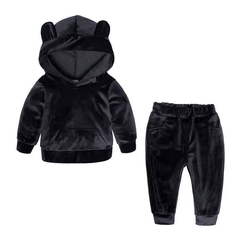 Kids Tales Spring Baby Boys Girls Felpa con cappuccio con orso di velluto Set Abbigliamento bambini Tuta da neonato 220507