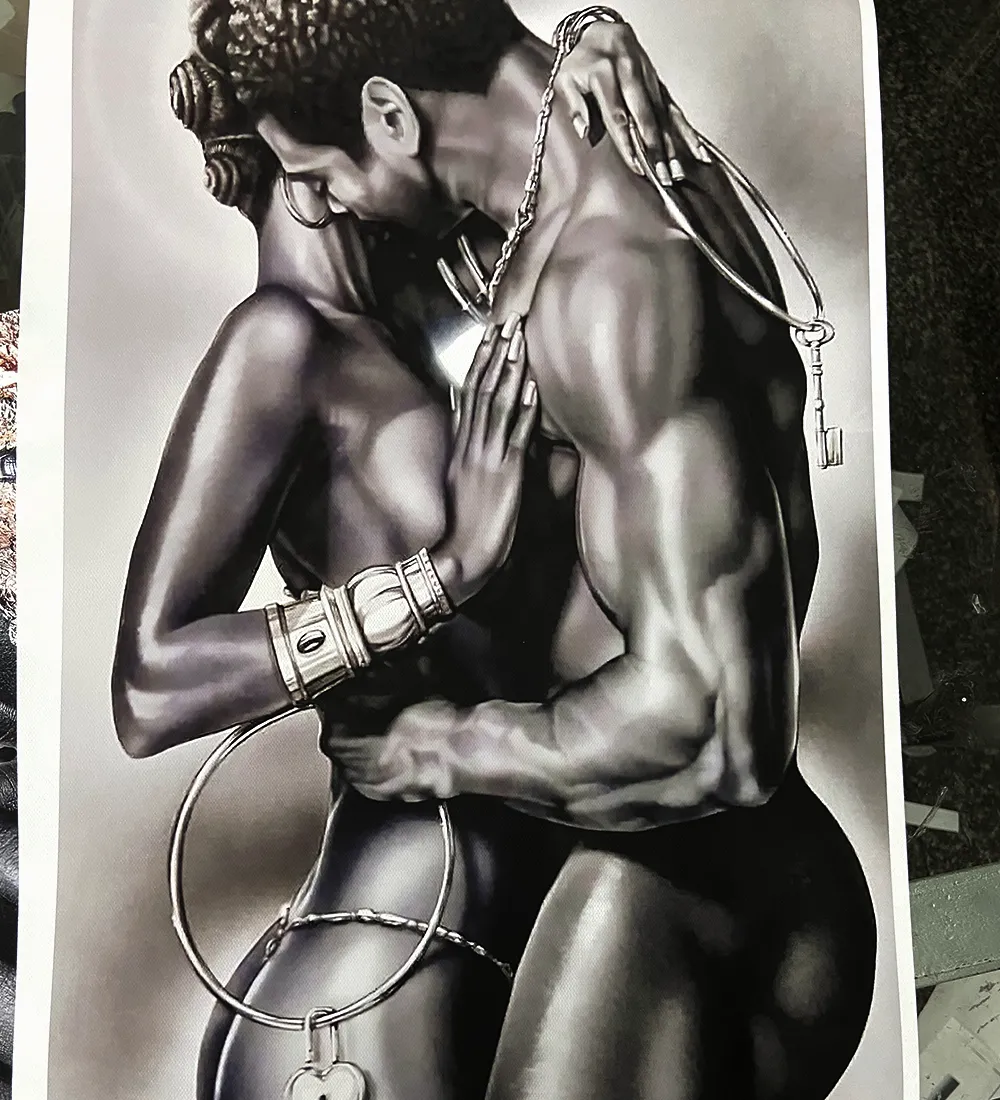 Naked Black Couple Oil Målning Perfekt älskare Canvas Affischer och skriv ut Cuadros Väggbilder för vardagsrumsdekor Frameless