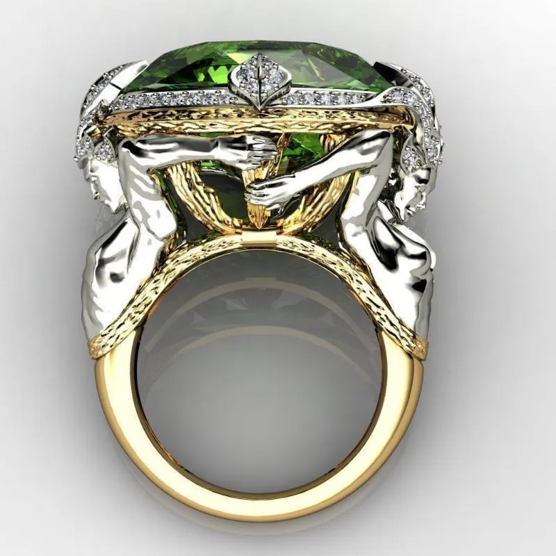 HOYON 14K Yellow Gold color Emerald Gemstone Ring for Women Fine Anillos De Anel Bijoux Femme Jewellery Bizuteria Jade 220803252E