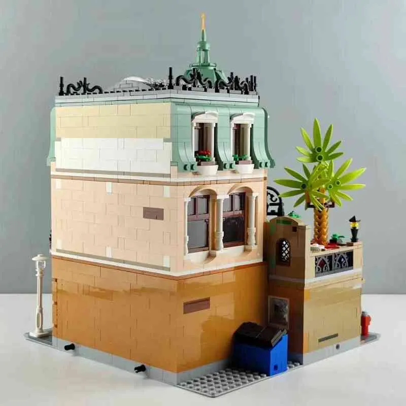 Street View Boutique Hotel Model Moc Modular Building Builds Bricks Action Action