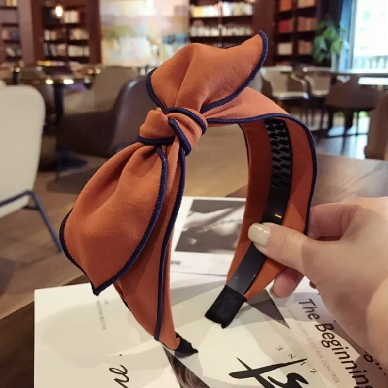 Fashion product the new hair accessories upscale simple handmade cloth rabbit ears bow widebrimmed hairband headband for women