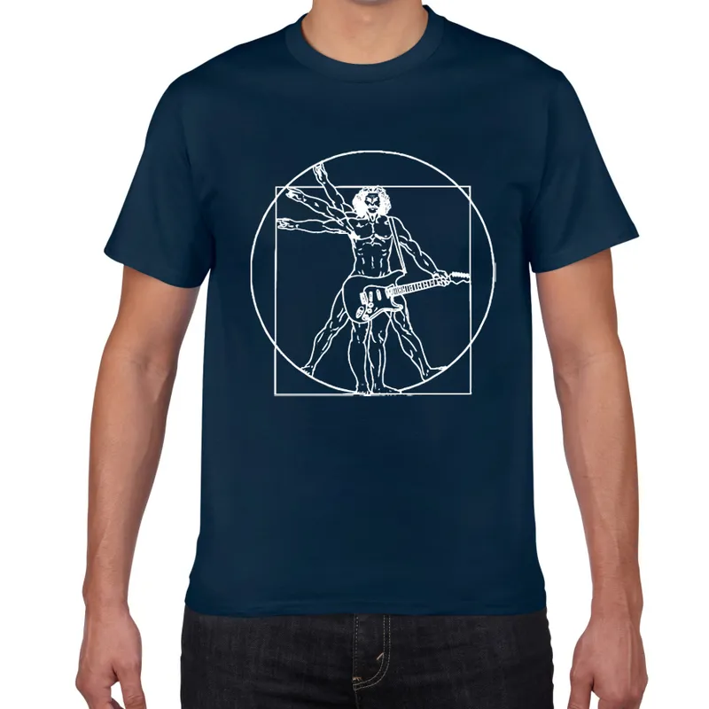 gitarr rolig t-shirt män vitruvian man rockband vintage grafisk musik nyhet streetwear t shirt män homme män kläder 220505