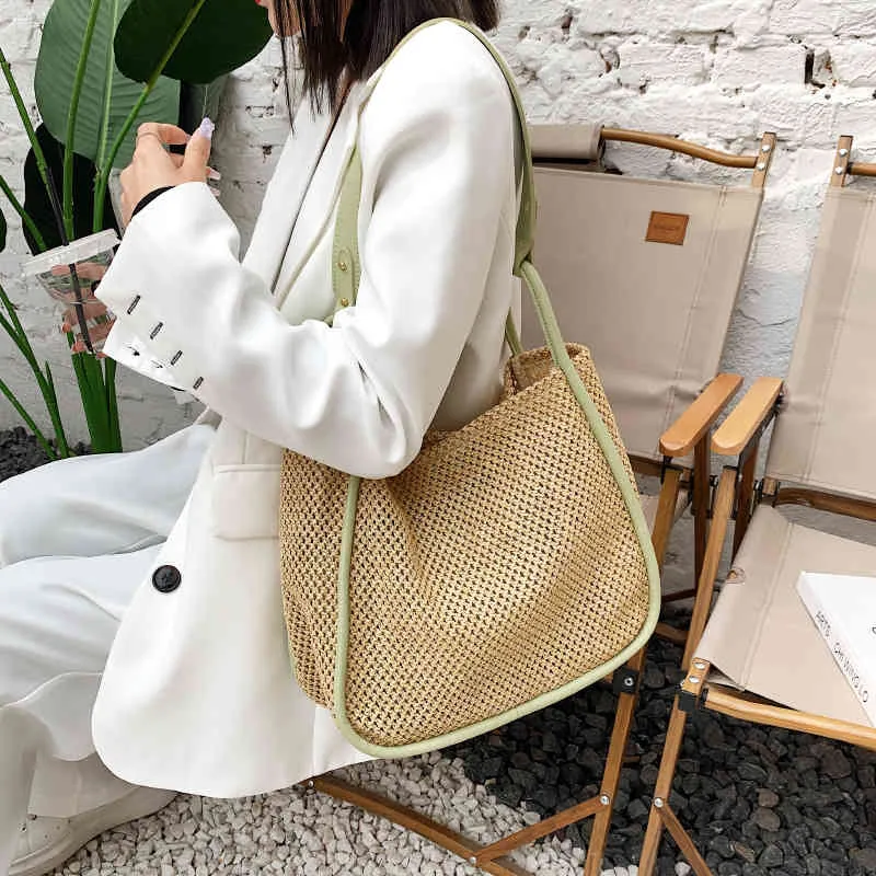 Handbags 70% Off Straw bag women's large capacity 2022 new woven shoulder high texture Tote Bag Purses203S