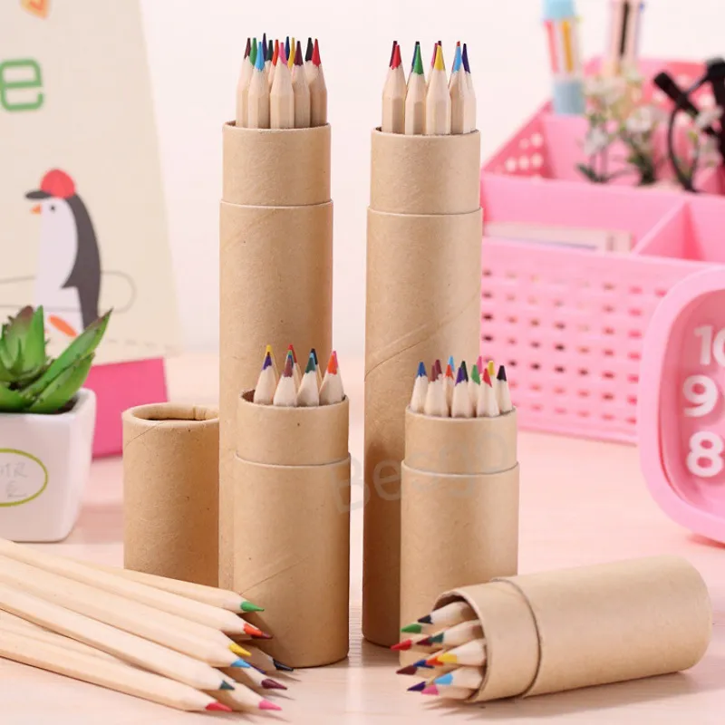 12 색 그리기 연필 학생 예술 스케치 그림 연필 크래프트 종이 캐니스터 화려한 펜 어린이 도면 공급 BH6932 TYJ
