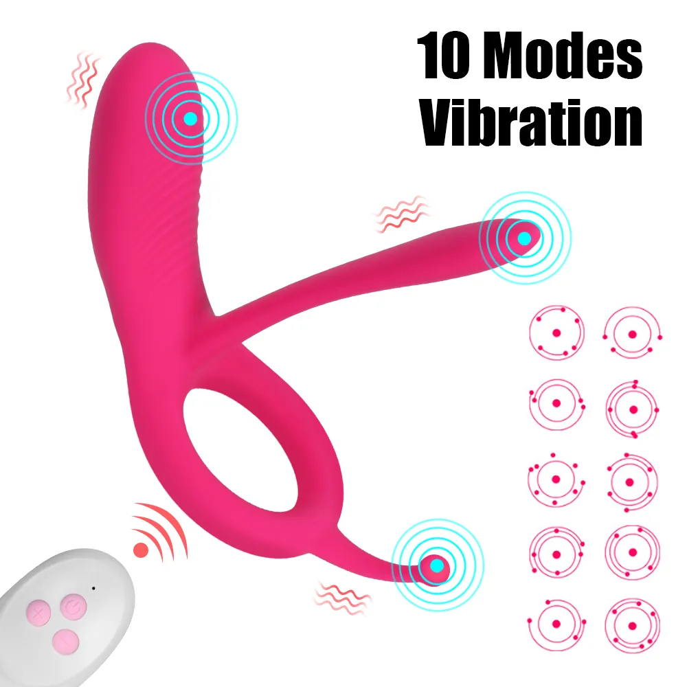 VATINE 10 vitesses anneau de coq à distance stimulateur clitoridien jouets sexy pour Couples anneaux de pénis vibrateur pour hommes masseur de Prostate
