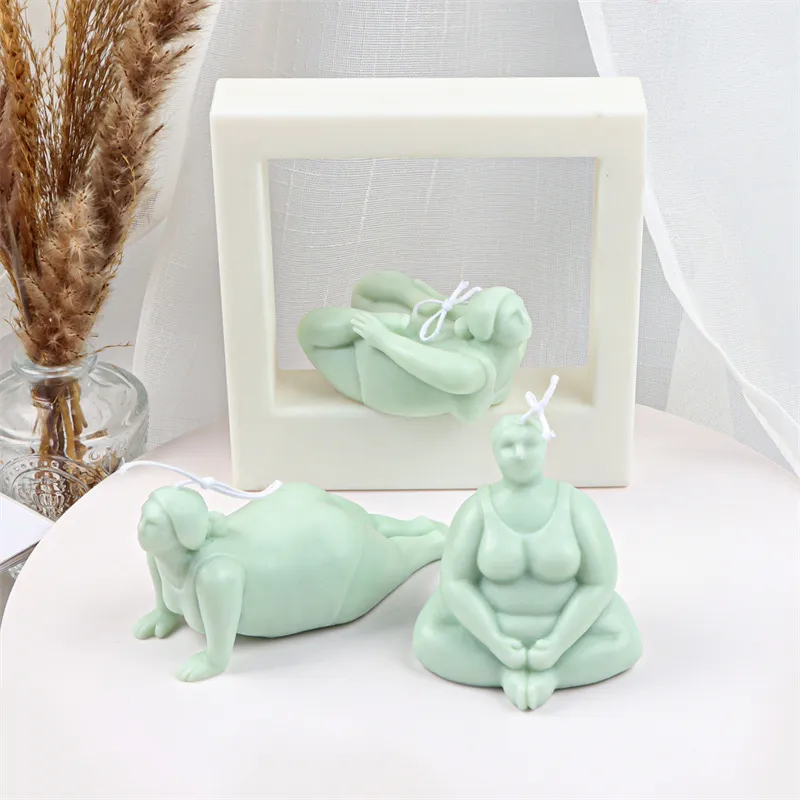 3D Human Body Art Home Decorate mollige vrouwenvormen voor handgemaakte zeep maken Hars Mold Diy Yoga Soja Wax Silicone Mold 220611