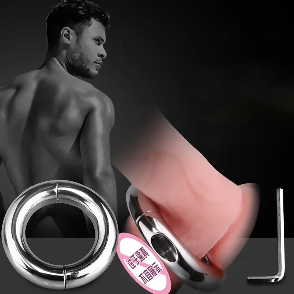 Sexig leksak för män rostfritt stål penisringar fördröjer långvarig metall kuk ring scrotum återhållsamhet testikel kyskhet enhet