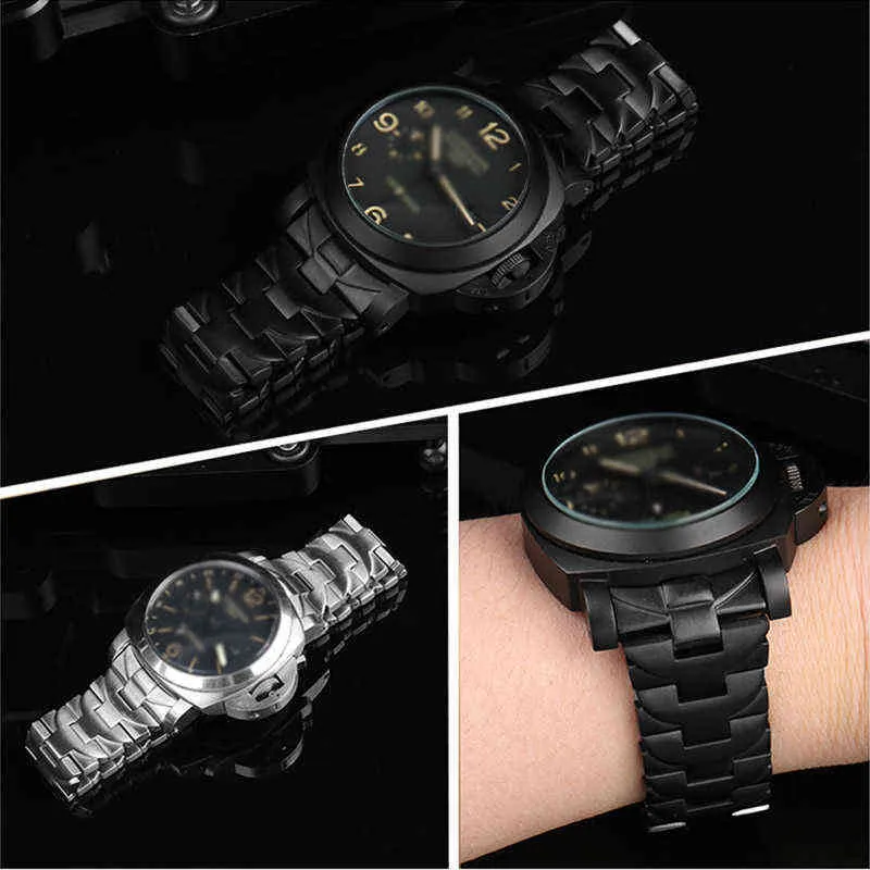 316L Stainless steel strap 24mm band for Panerai PAM111 PAM441 band Curved soild metal bracelet for men H220419279E