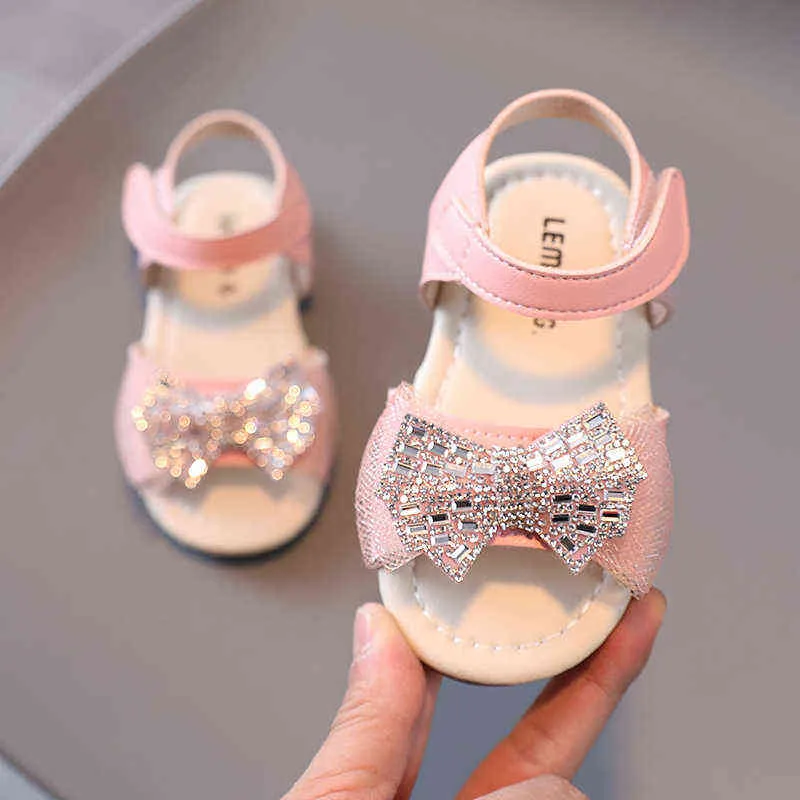 Moda 2022, sandalias de verano para niñas, zapatos de playa para niños, zapatos de bebé elegantes con tejido de princesa Rhineston, sandalias para niños de 1, 2, 3, 4, 5 y 6 años G220523