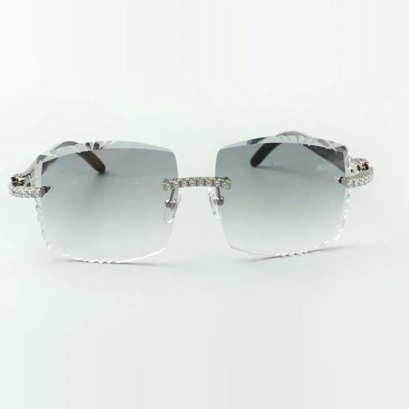 Designers sem fim Diamonds Óculos de sol 3524022 lentes de corte de búfalo de búfalo de búfalo natural de corte natural 58-18-140mm256r