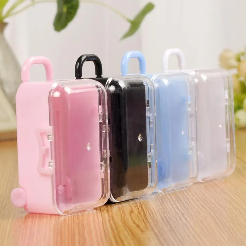 Present Wrap 12st mini Plastic Toy Travel Suitcase Candy Box Suit For Doll Wedding Party DecorationGift2089