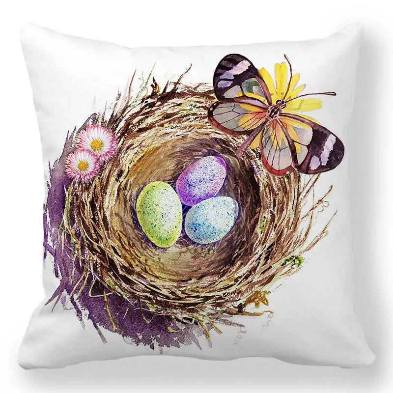 Pillow Case Easter Decoration Pillowcase Colored Eggs Print Cushion Cover Happy Sofa Throw Chair Decorate 220714