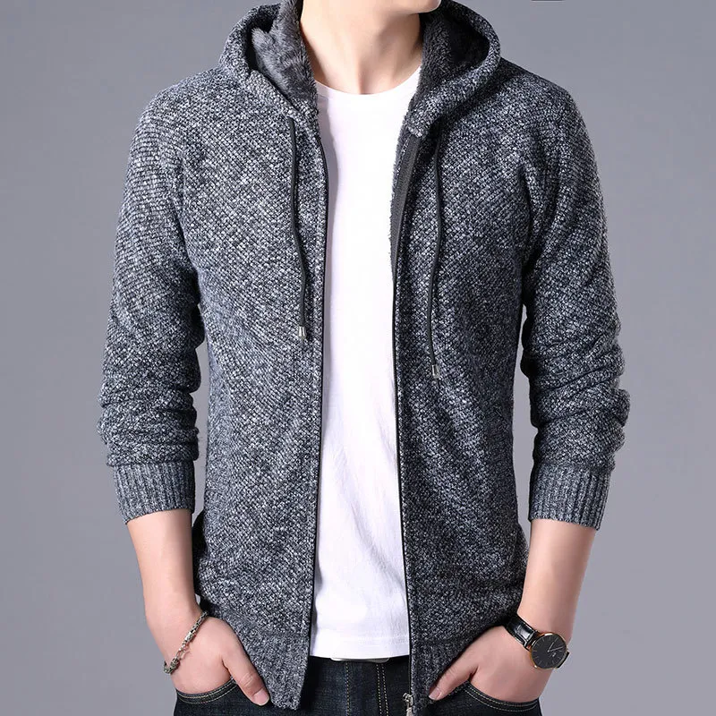 Autumn Winter Jacket Men Warm Cashmere Casual Wool Zipper Slim Fit Fleece Jacket Men Coat Dress Knitwear Male 220801