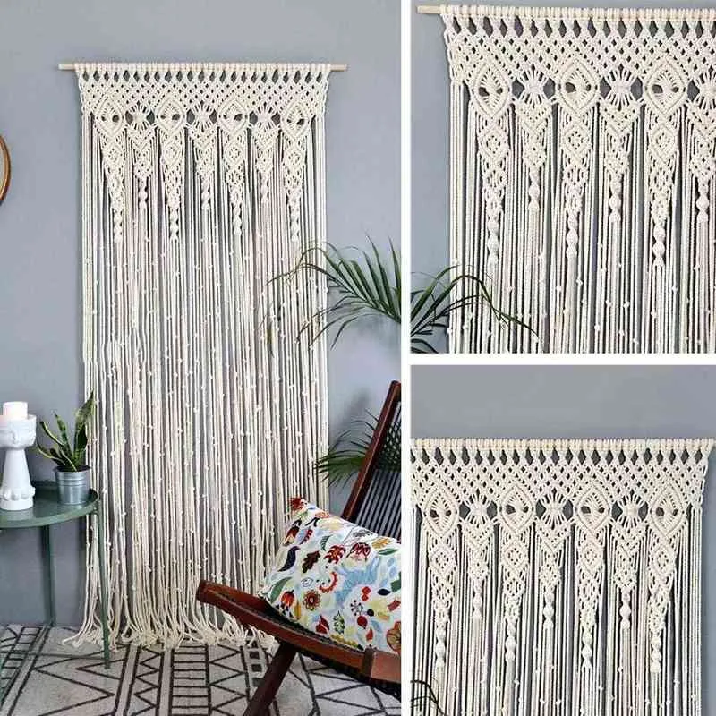 Muurhangen gordijn boho deur raam hangend gordijn geweven tapijtwand decor huis ornament voor appartement slaapkamer woonkamer l220711