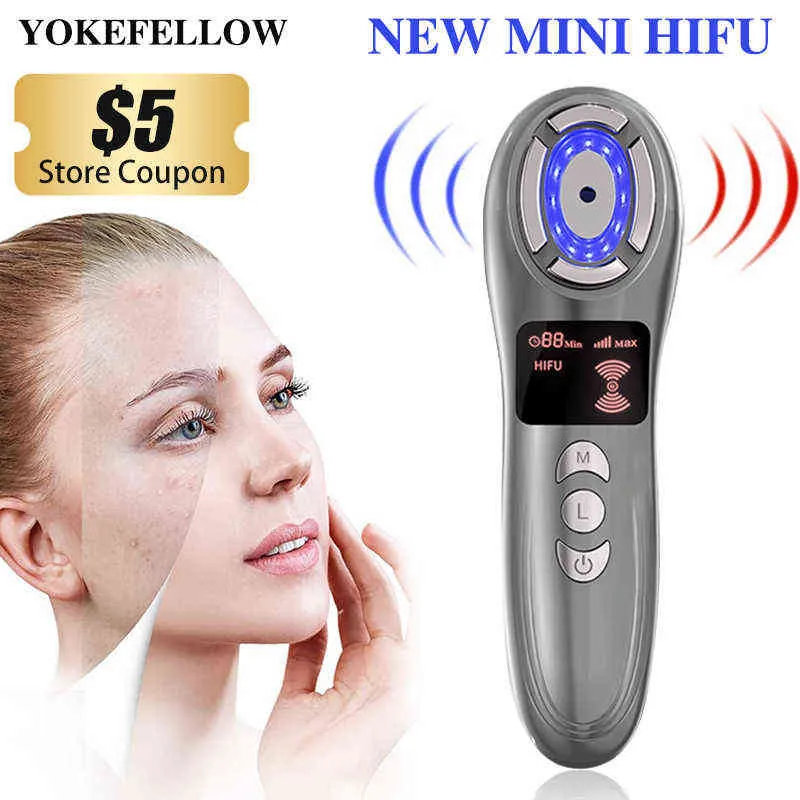 Dispositifs de soins du visage Nouvelle mise à niveau Mini Hifu Machine faciale Rf Serrage Ems Microcourant Lift Firm Rajeunissement de la peau Beauté 0727