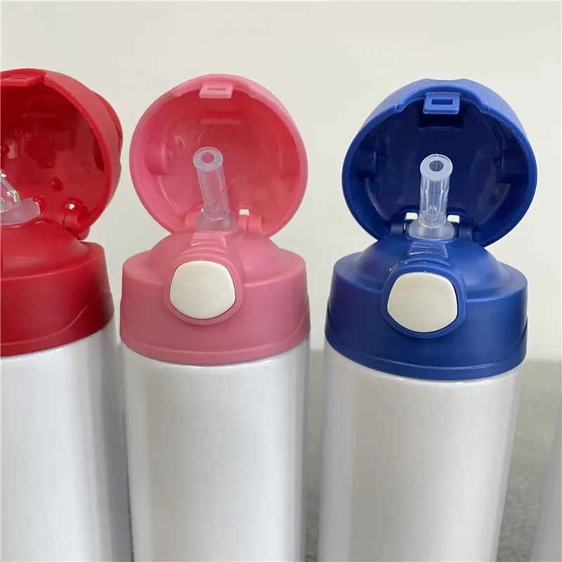 Biberon de 12 oz DIY Sublimation Flip Top Bouteille Tumbler droit Enfants Tasse de lait Tasses à vide en acier inoxydable pour les cadeaux du Nouvel An320I