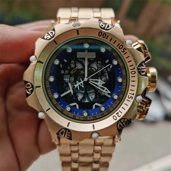 Mäns Quartz Sports Watch Roterande Dial Hollow Design Fashion Casual Male Armbandsur Stor storlek Reloj de Hombre KSA