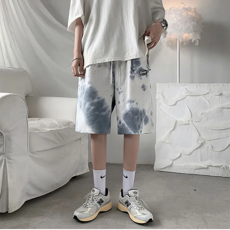 Casual Shorts Männer Tie Dye High Street Patchwork Entworfen Elastische Taille Koreanischen Stil Plus Größe S 3XL Alle spiel Männer hosen 220621