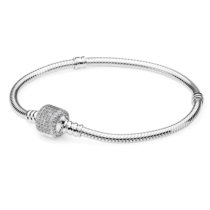 Ciondoli in argento sterling 925 cuore braccialetto chiusura serpente-osso braccialetto catena cuore serpente perline originale braccialetto Pandora gioielli fare regalo fai da te