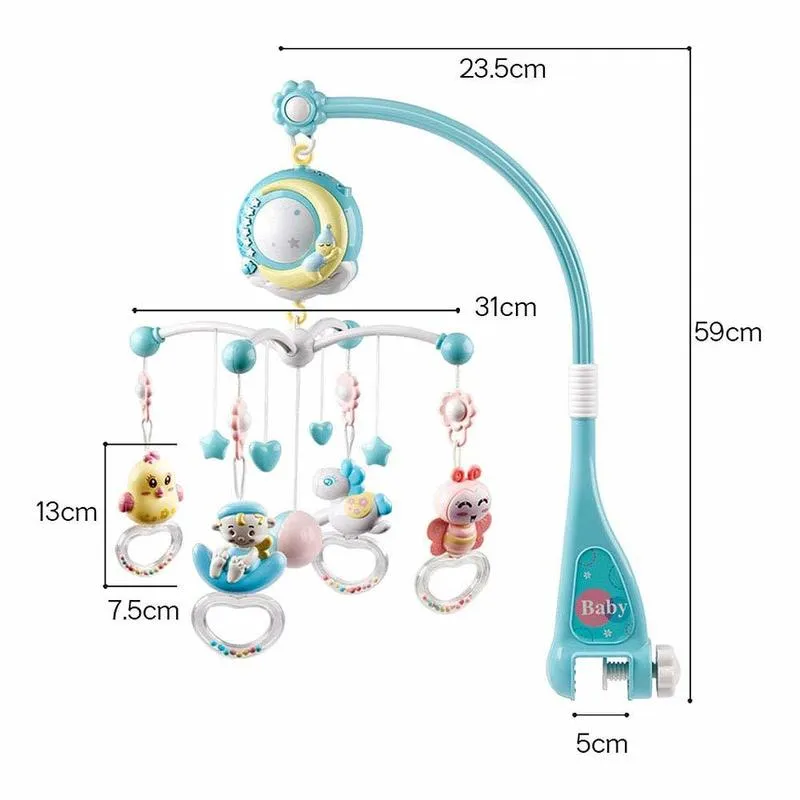 Zdalne sterowanie mobilne muzyczne zabawki Baby Crib Light Bell Rattobera