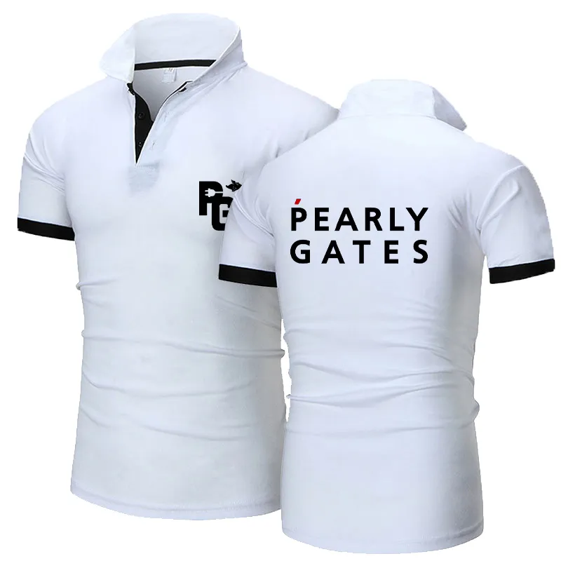 PEARLY GATES Golf Summer Men's Fashion Slim Short-sleeved Polo Shirt Sports Polo Shirt Golf Shirt Business Lapel Man's Top 220514