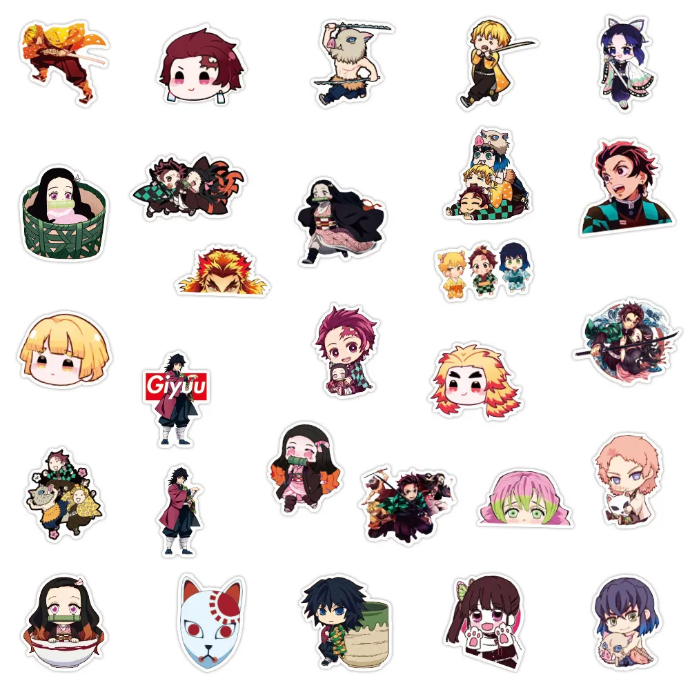 Cool 50/100 stuks anime stickers demon slayer kimetsu niet yaiba cool vinyl stickers voor laptop computer skate bagage auto fiets waterdicht water