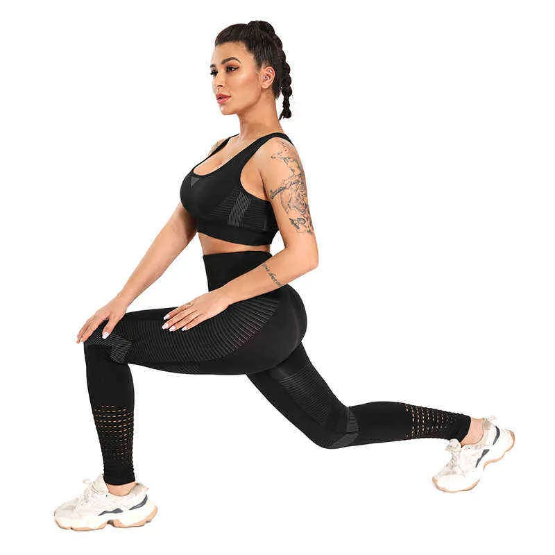 Piece Yoga Set Sports BH and Pants Gym Wear Running Cloths Wokout Leggings Fitness Sport J220706
