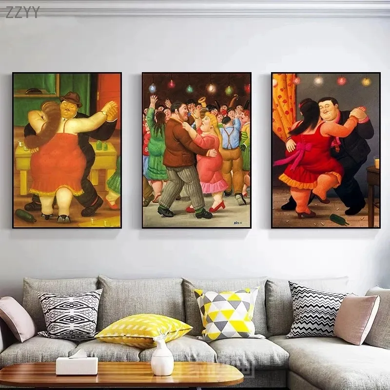 Fernando Botero Famous Canvas Oil Målning Fat Par Dancing Affisch and Print Wall Art Bild för Livin Room Home Decoration1761662