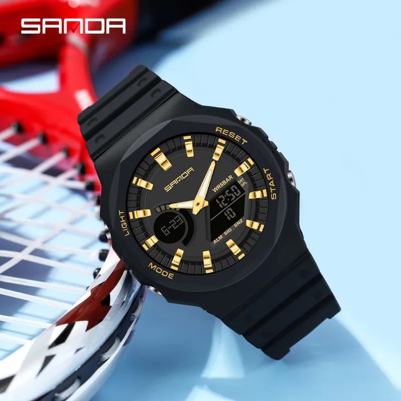 SANDA Casual Men's Watches 50M Waterproof Sport Quartz Watch for Male Wristwatch Digital G Style THOCK Relogio Masculino 2205290h