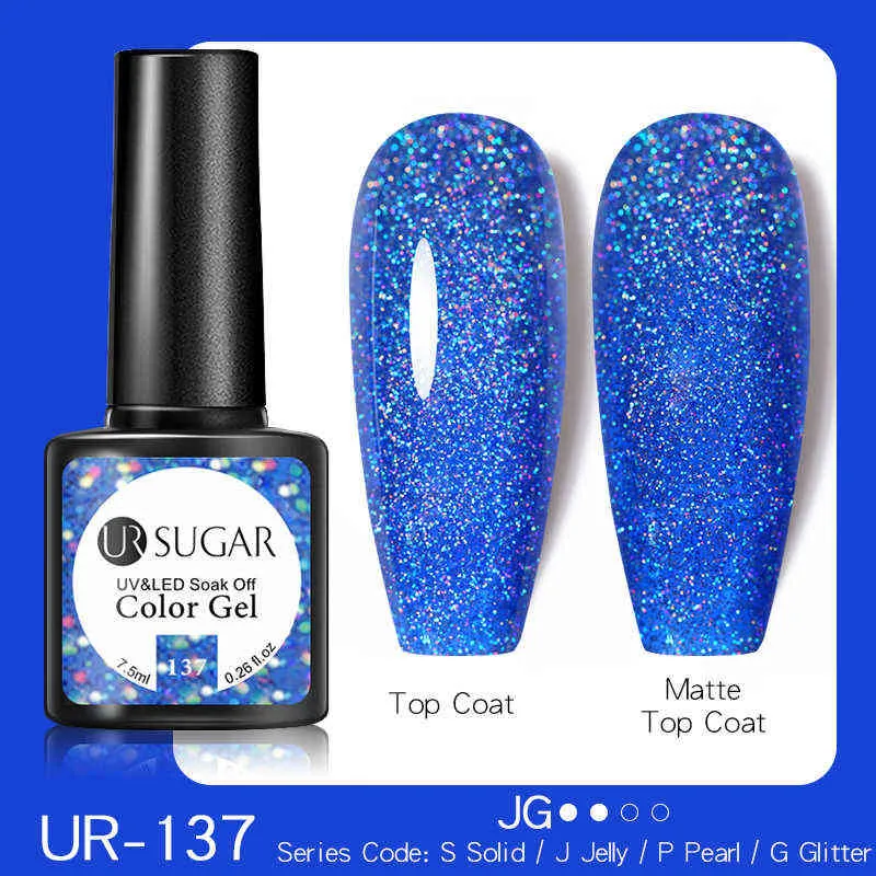 NXY Nail Gel 7 5 ml Vernis Bleu Clair Gris Glitter Paillettes Couleur Soak Off Uv Led Vernis pour Art 0328